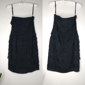 ✨3/$15 Ann Taylor black ruffle strapless dress 0